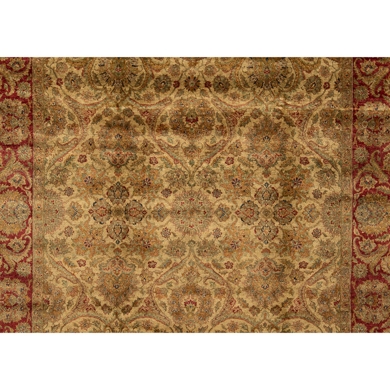 Hand Knotted Wool Oriental Area Rug in Cream And Red