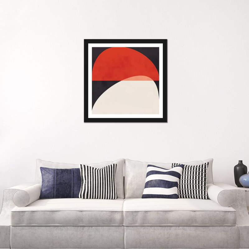 «Geometric Shapes I» par Ana Rut Bré - impression d'art graphique, Papier encadré noir, Blanc, H 24 po x l 24 po x p 1 po