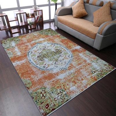 Crayton Machine Made Heatset Polypropylene Area Rugs - Rectangle, Beige Caramel Color, Oriental Design, Low Pile Machine Made Area Rugs for Living Room, Bed Room