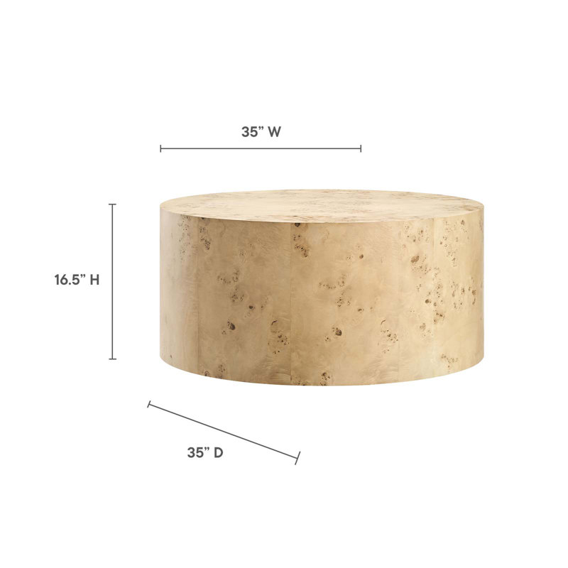 Cosmos 35" Round Natural Burl Wood Coffee Table