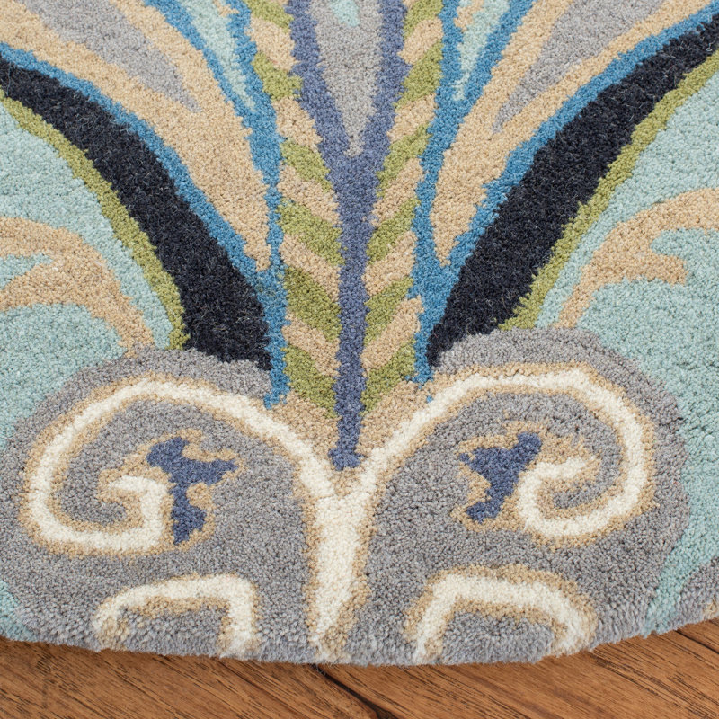 Kouerga bHand Tufted Wool Floral Rug, Round 7'