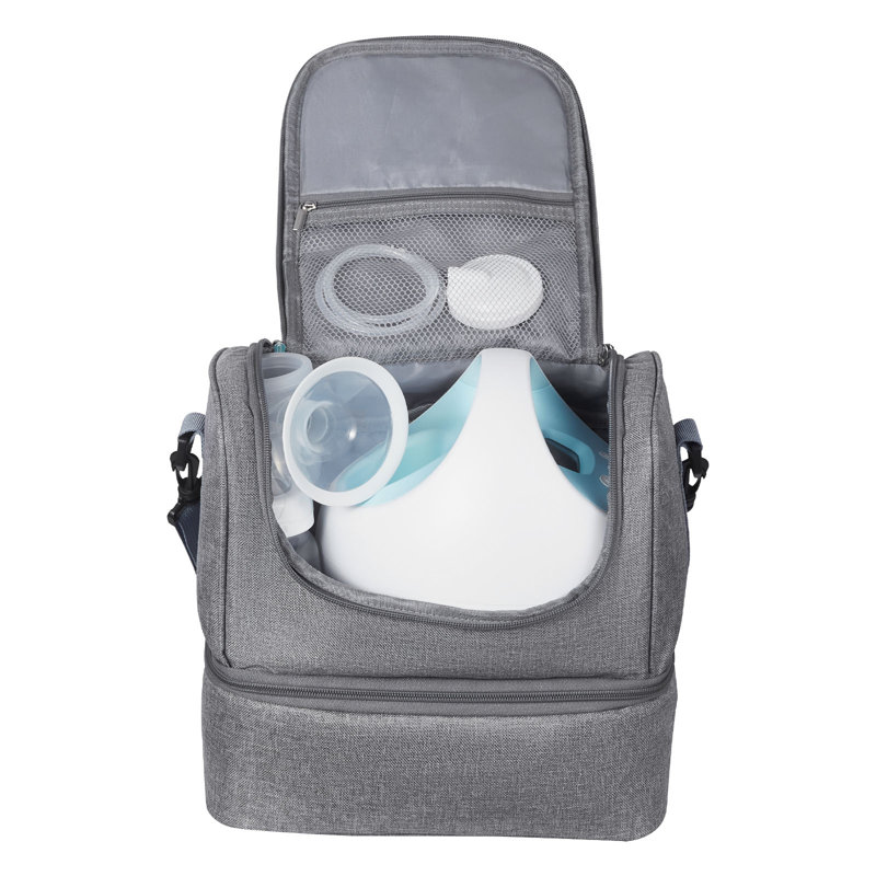Sac de tire-lait, sac d'allaitement avec sac de glace, convient aux accessoires de pompage et de rangement du lait maternel, sac de transport de pompe portatif pour le travail, les voyages et la famille, gris