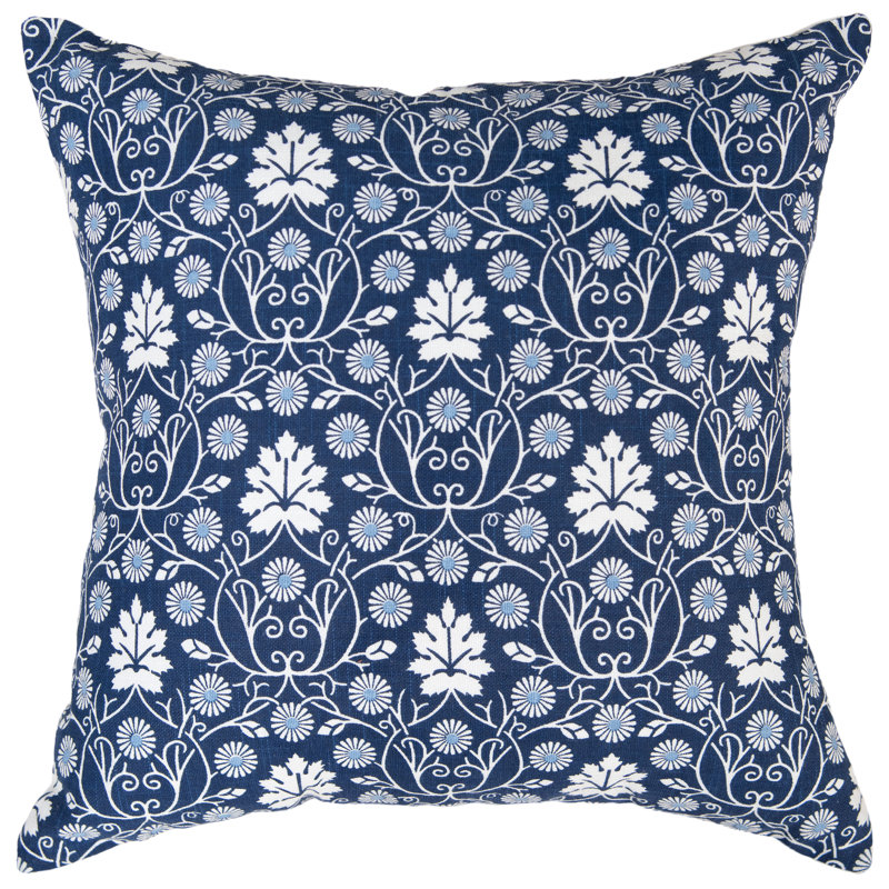 100% Cotton Throw Pillow, Polyester, Blue/Natural