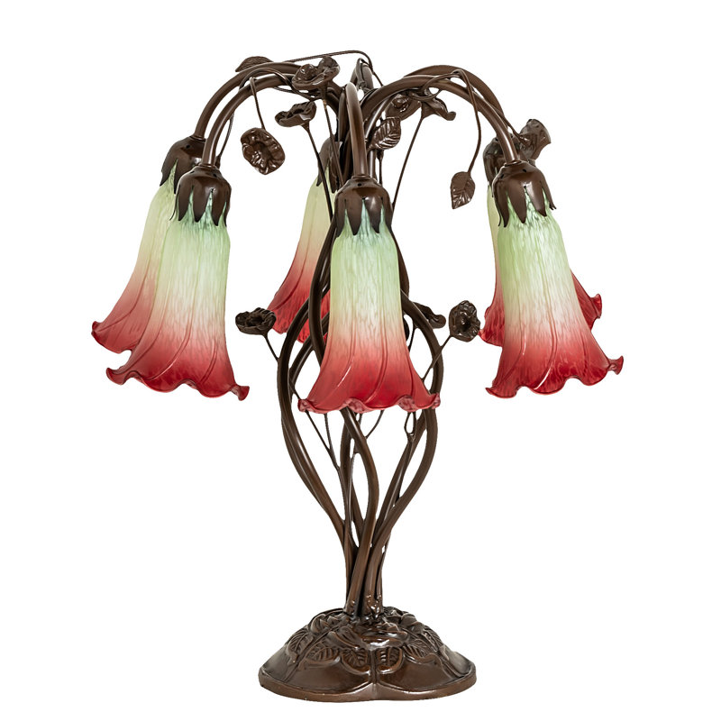 Pond Lily Table Lamp, Seafoam/Cranberry