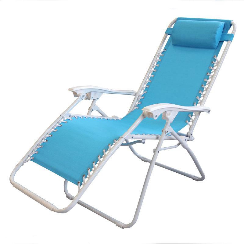 Angeligue Folding Zero Gravity Chair, Light Blue, White 