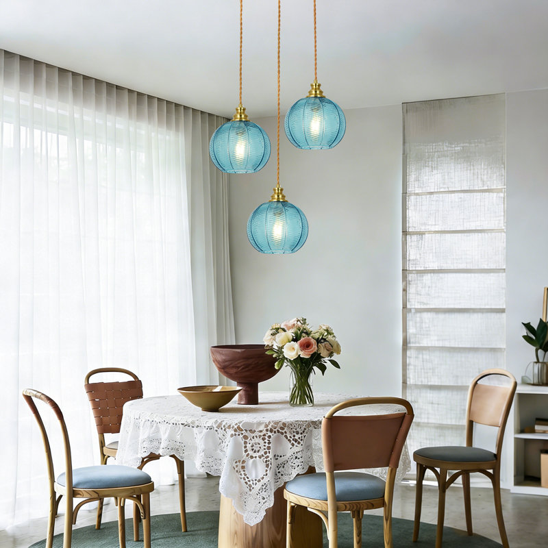 Luminaire suspendu moderne 3 lumières avec abat-jour en verre pour salle à manger, Bule
