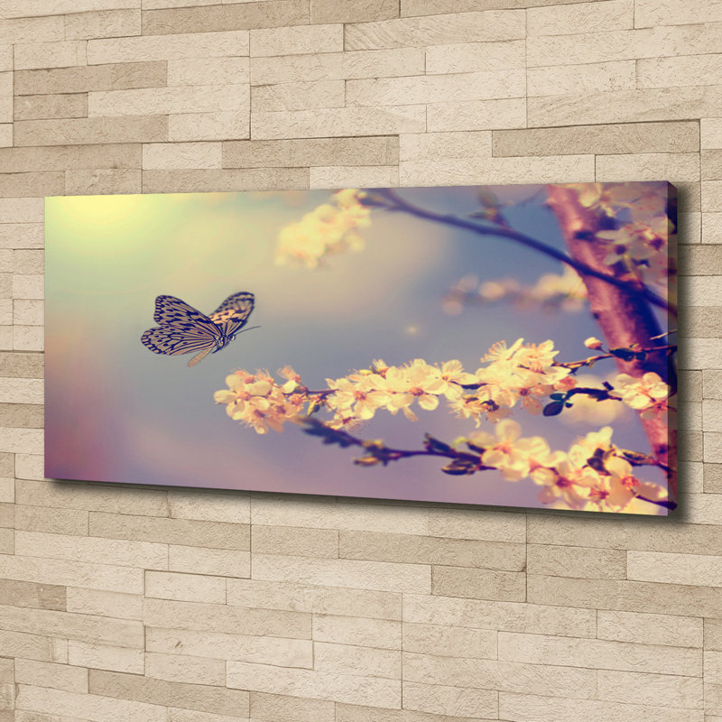 Cherry Blossom and Butterfly 1 Piece Wall Art on Canvas