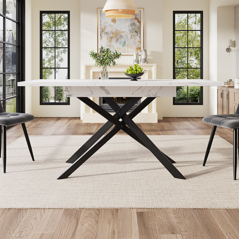 Extendable Metal Base Dining Table
