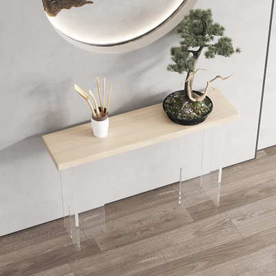 Solid Wood & Acrylic Modern Console Table