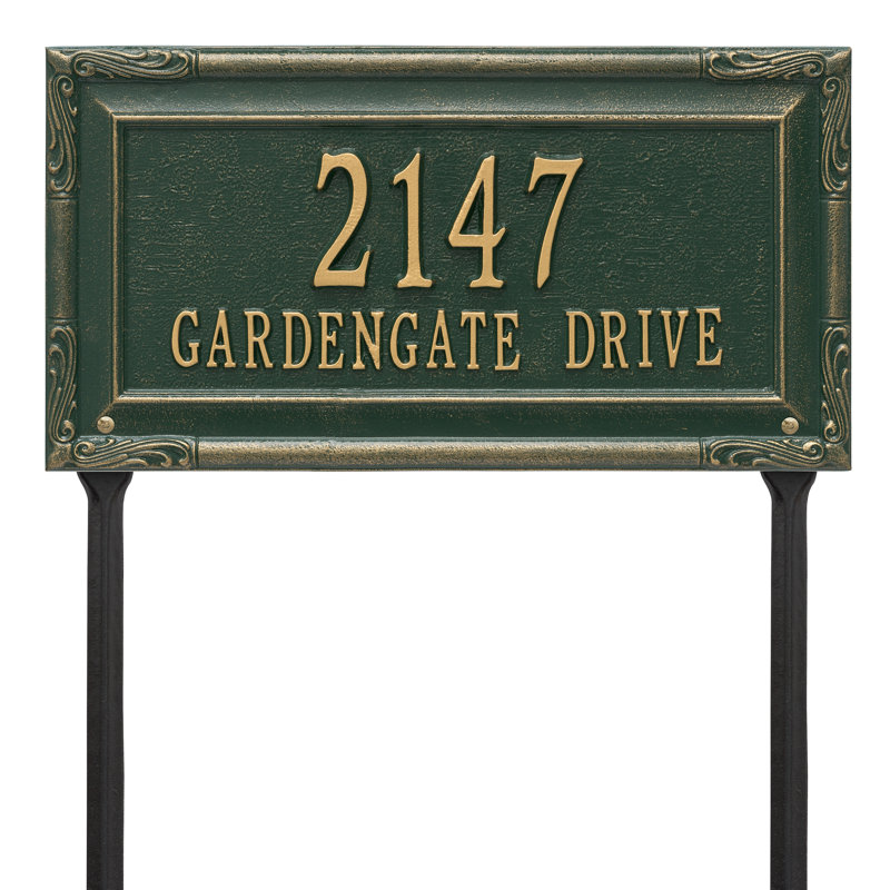Plaque d'adresse sur 2 lignes Gardengate, Vert/doré, Oui