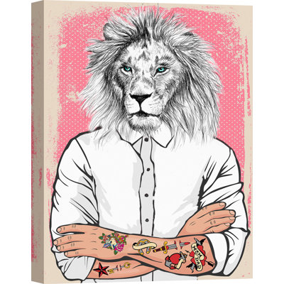 Off Duty Lion by Matt Spencer - Wrapped Canvas Print
