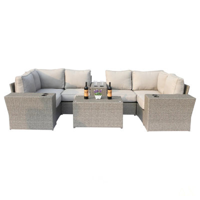 Fully Assembled 4-Seater Outdoor Modular Sectional Set with Cushions & Table