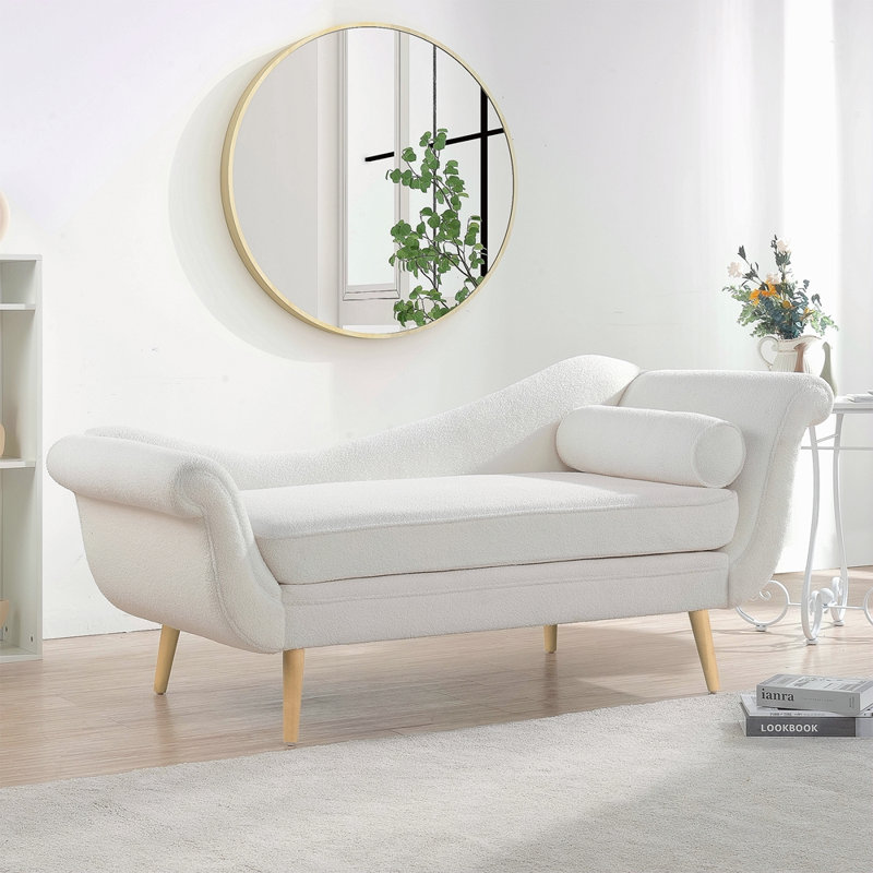 Chaise longue avec accoudoirs à volutes, Blanc