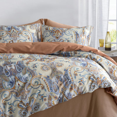 Pastel European Damask Cotton Sateen Duvet Cover