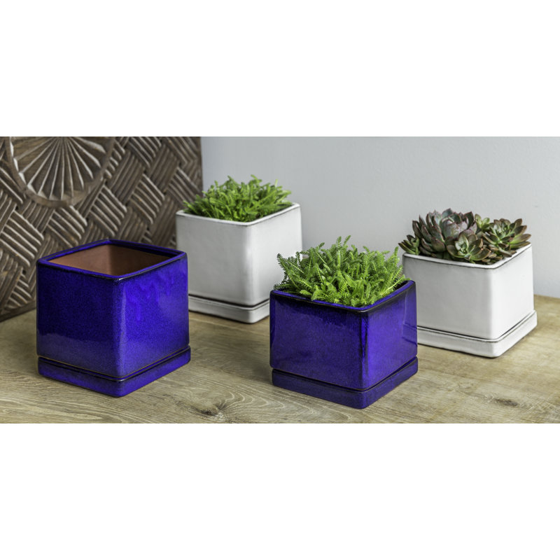 I/O Series Handmade Planter, White, 6" H x 5.75" W x 5.75" D