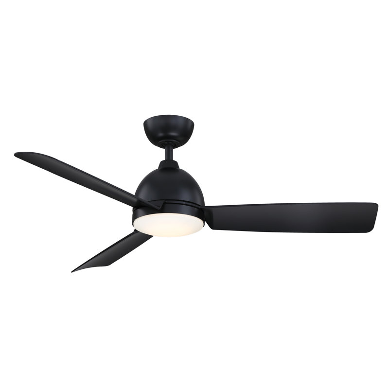 Starboard L 52 Inch Indoor/Outdoor Marine Grade Ceiling Fan with LED CCT Select Light Kit and Remote Control - Black with Black blades