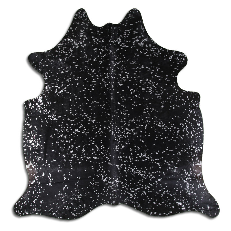 Tapis en cuir de vache noir métallique sur mesure, Nouveauté 6 pi 2 po x 7 pi 4 po