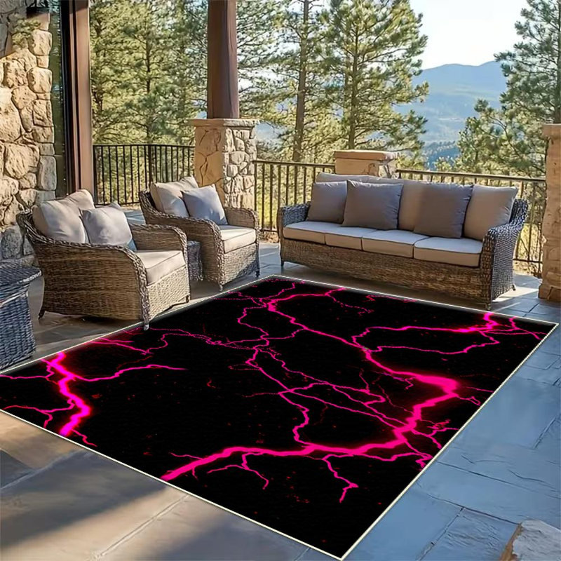Lightning Area Rug, Soft And Lightweight, Suitable For All Seasons, Easy To Maintain And Easy To Clean, Machine Washable Carpet Floor Mat, Suitable For Living Room, Bedroom, Hallway, Balcony, Office, Room Decor, Home Decor, Outdoor Decor