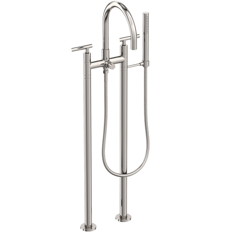 Exposed Tub & Hand Shower Set W/Risers, Polished Nickel