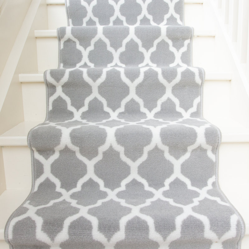 Grey Trellis Stair Carpet, Runner 70 x 152cm