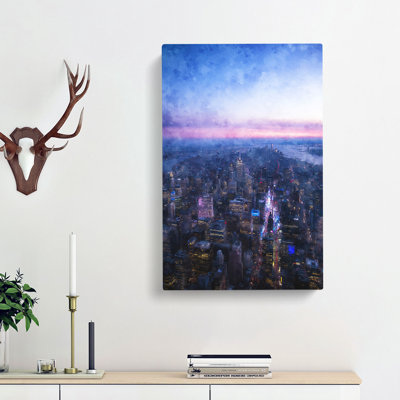 Sunset In Manhattan New York - Wrapped Canvas