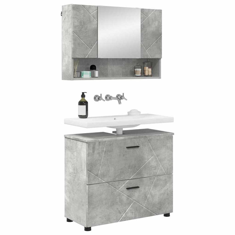 Bathroom Storage Furniture Set, Concrete Grey