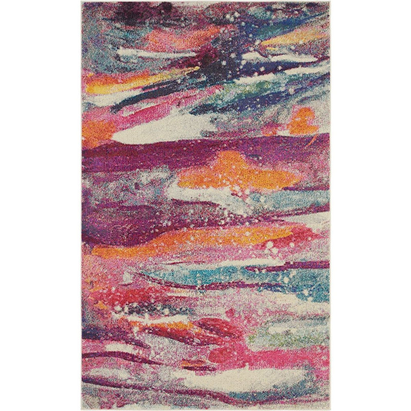 Tapis décoratif rose/bleu/vert Livengood, Rectangle 5 pi x 8 pi