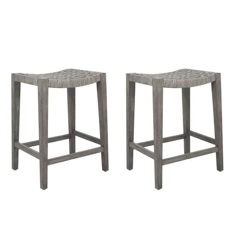 Marzel 24.25'' Rattan and Mahogany Counter Stool