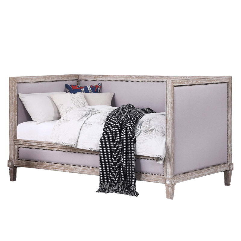 Lit de jour Charlton Linen (simple), Beige et chêne