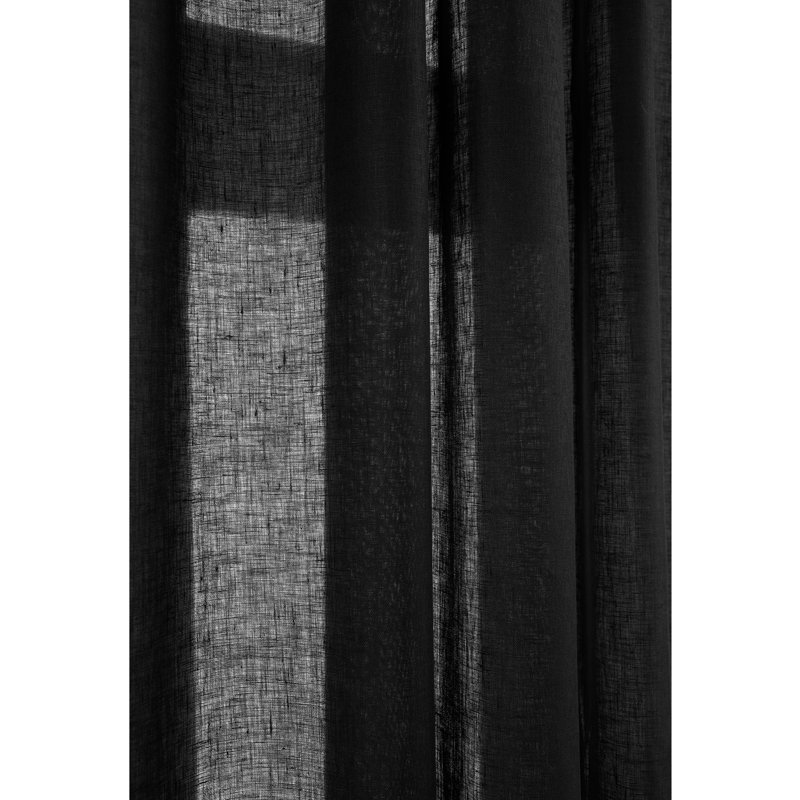 Sheer Curtain with Rod Pocket, Black, 52" W x 72" L