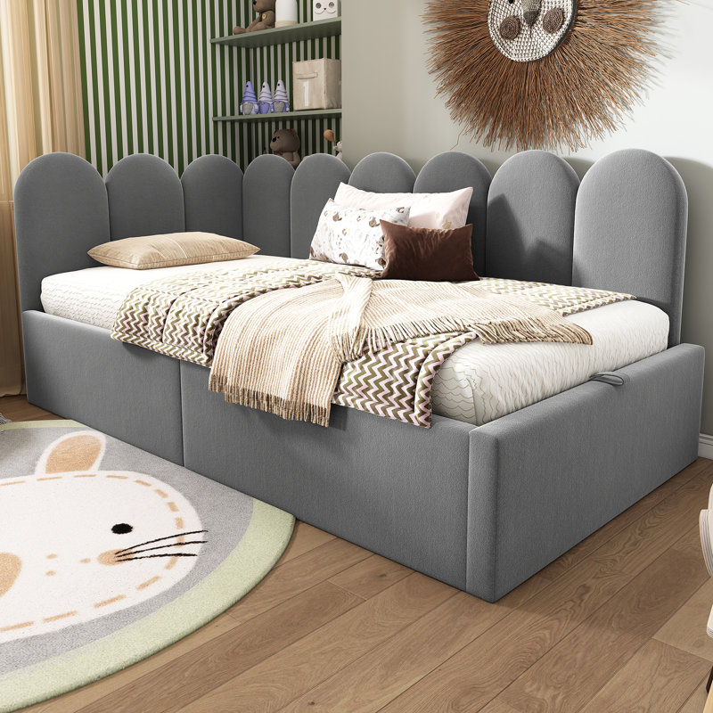 Bed, Grey, Solid Wood