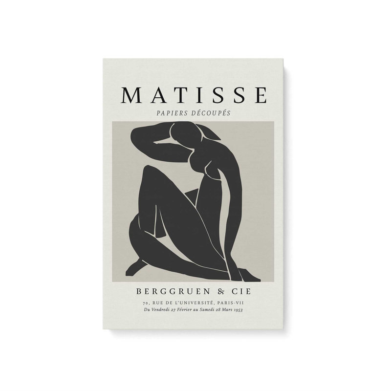 Matisse's Nude II en noir, Toile tendue, H 36 po x l 24 po x P 1,25 po