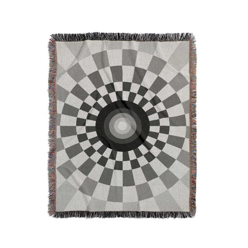 Jeté en mélange de coton Bullseye, L 70 po x l 50 po, Gris / Blanc cassé