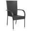 Ensemble de 6 chaises de salle à manger vidaXL empilables en PE noir-1535491884