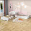 Twin Size L-Shaped Platform Bed with Trundle and Two Drawers-1041720814