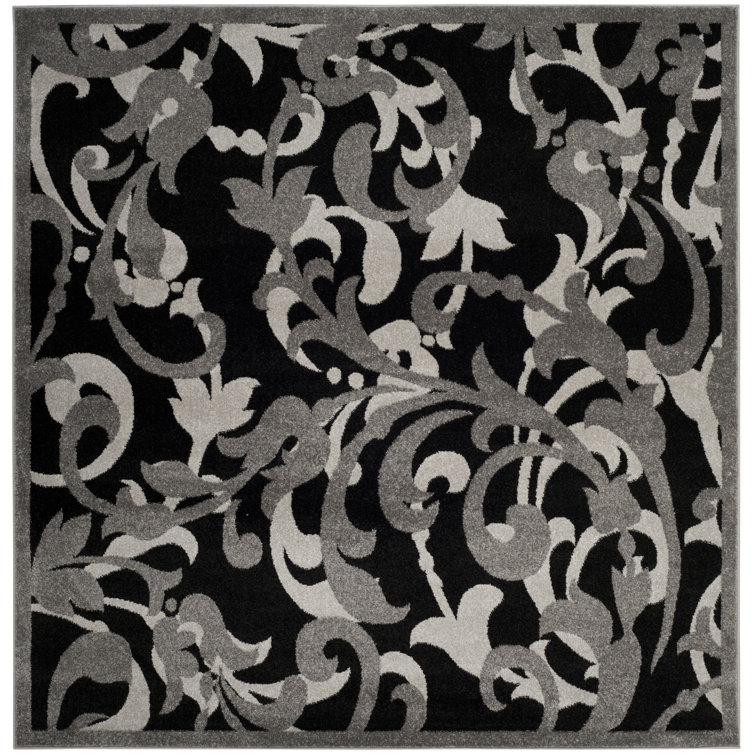 Ammundsen Floral Anthracite/Light Grey Area Rug