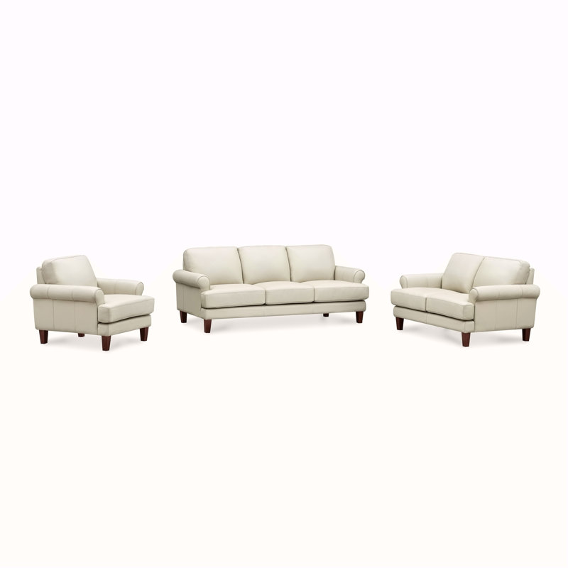 Causeuse en cuir Dawn, Blanc cassé