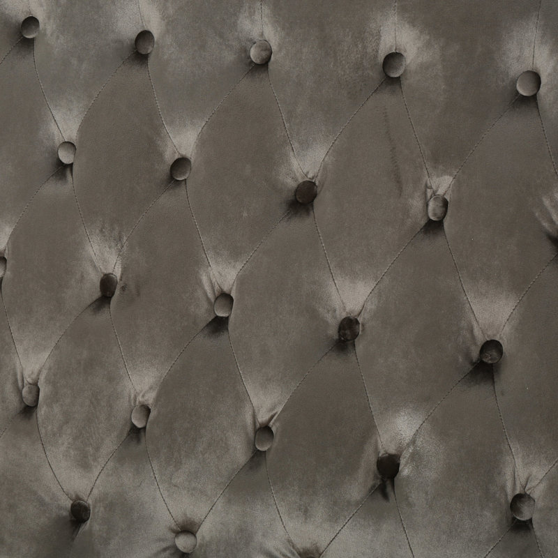 Canapé 2 places en velours gris avec dossier à oreilles moderne, surpiqûres en losange, 129 cm L x 86,3 cm P x 100 cm H. Design élégant avec dossier à oreilles.