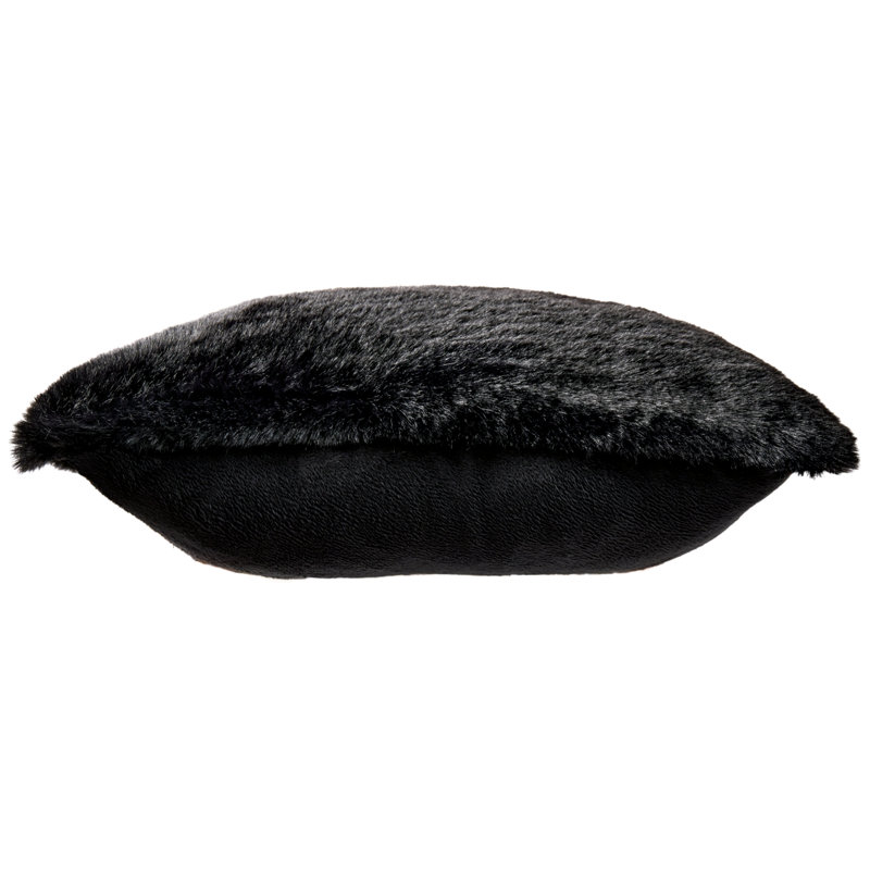 Black Faux Rabbit Fur Square Accent Pillow 20 x 20 Inches