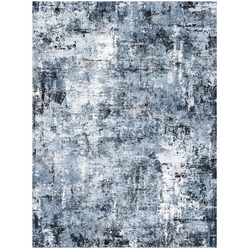 8'X10' Modern Dark Abstract Washable Area Rugs for Living Room Blue, Rectangle 8' x 10', Blue