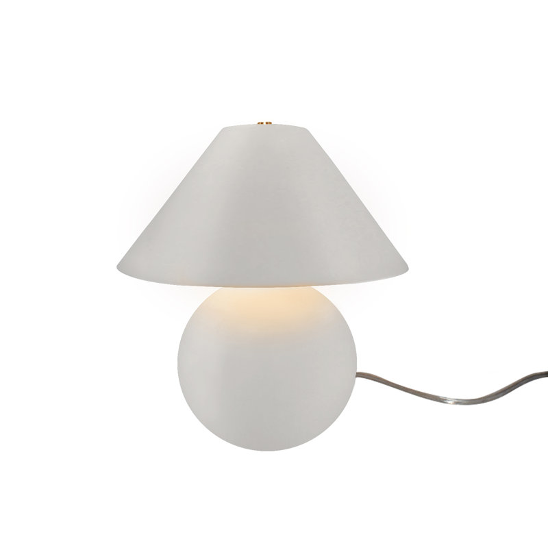 Lampe de table en céramique Caroldine, Blanc mat / or champagne, H 12 po x l 11 po x P 11 po