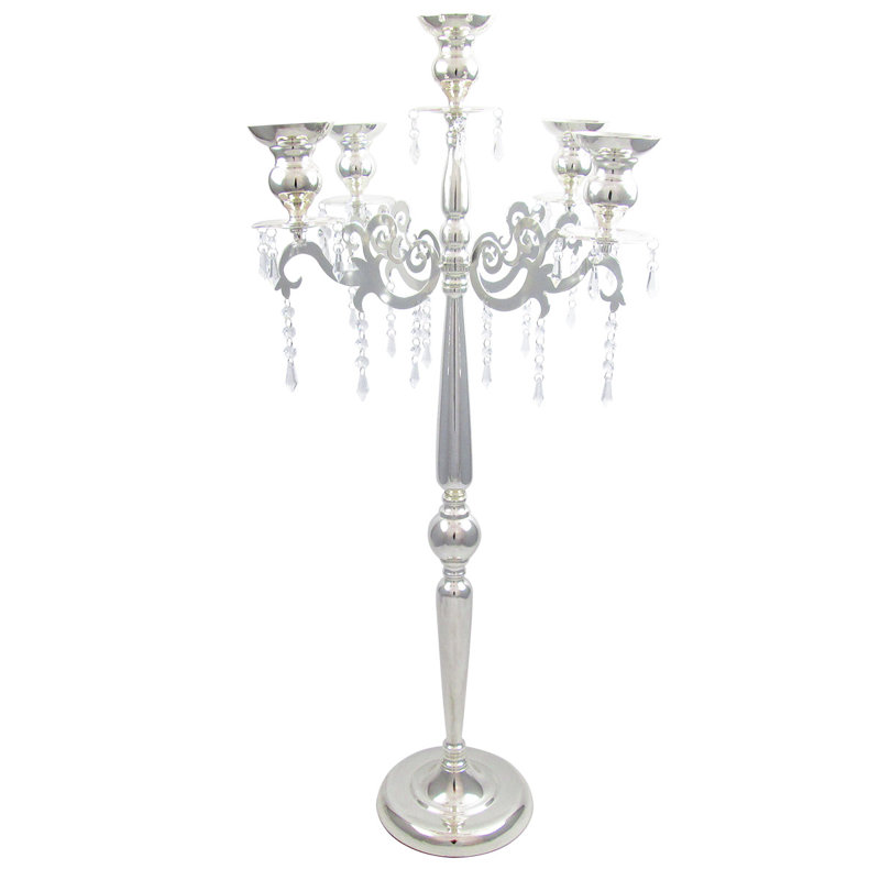 Metal Tabletop Candelabra, 34" H x 20.5" W x 20.5" D, Silver