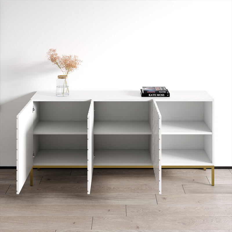 Buffet 63 po Danyielle avec finition ultrabrillante, Blanc