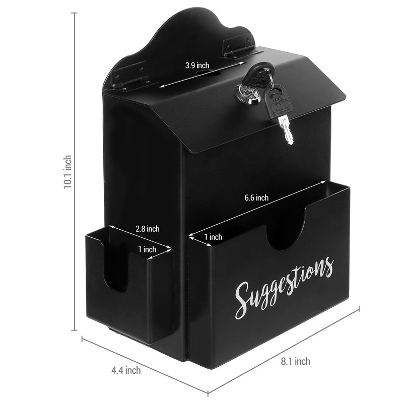 Boîte de rangement murale MyGift, Noir, noir, noir, noir