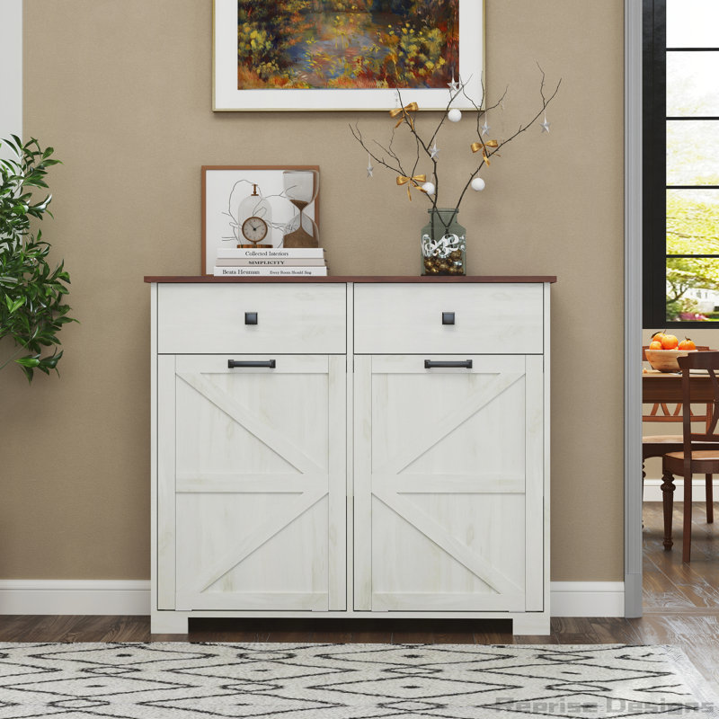 Armoire à déchets à double basculement Farmhouse pour poubelles 20 gallons Farmhouse