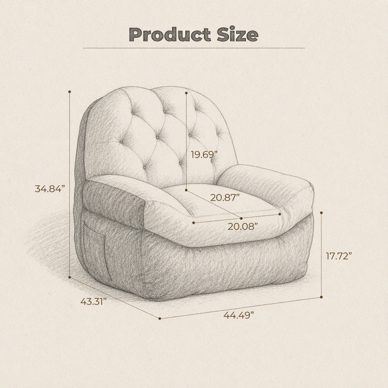 Canapé compact une place avec dossier enveloppant confortable et revêtement texturé doux pour une détente optimale.
