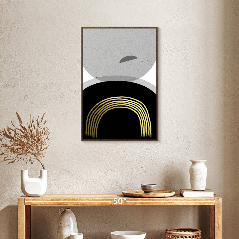 Black Gold Minimalist II, Floating Frame Walnut, 21" x 31"