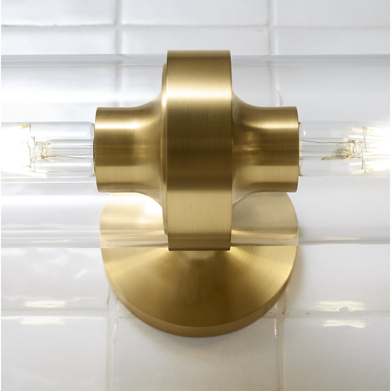 Purist™ 2 Light Indoor Bathroom Vanity Light Fixture, UL Listed, Brushed Moderne Brass, 21.875" H x 4.75" W x 6.875" D