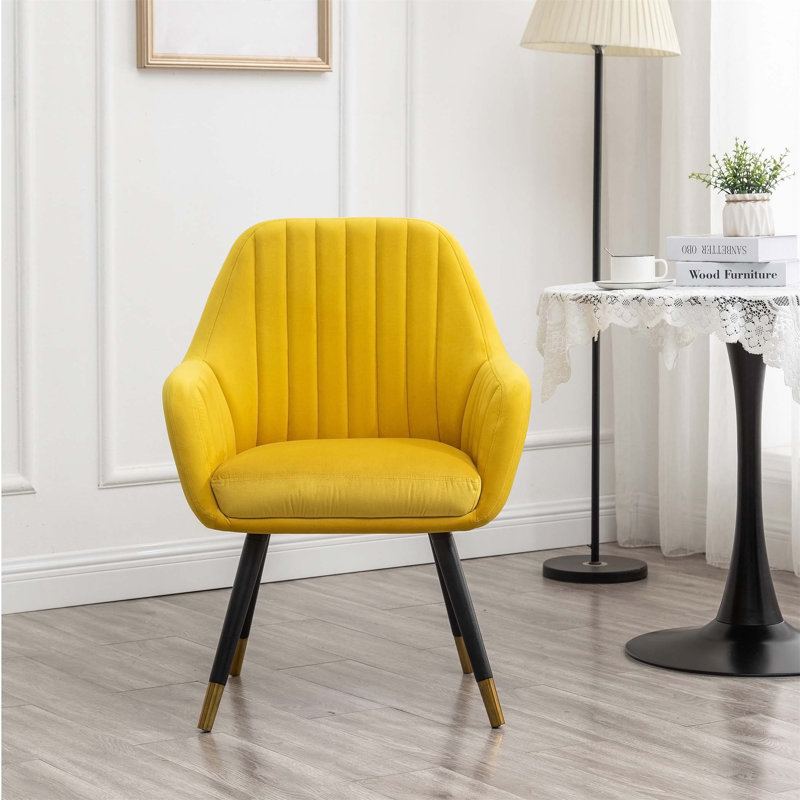 Chaise d'appoint rembourrée contemporaine Tuchico, Velours jaune