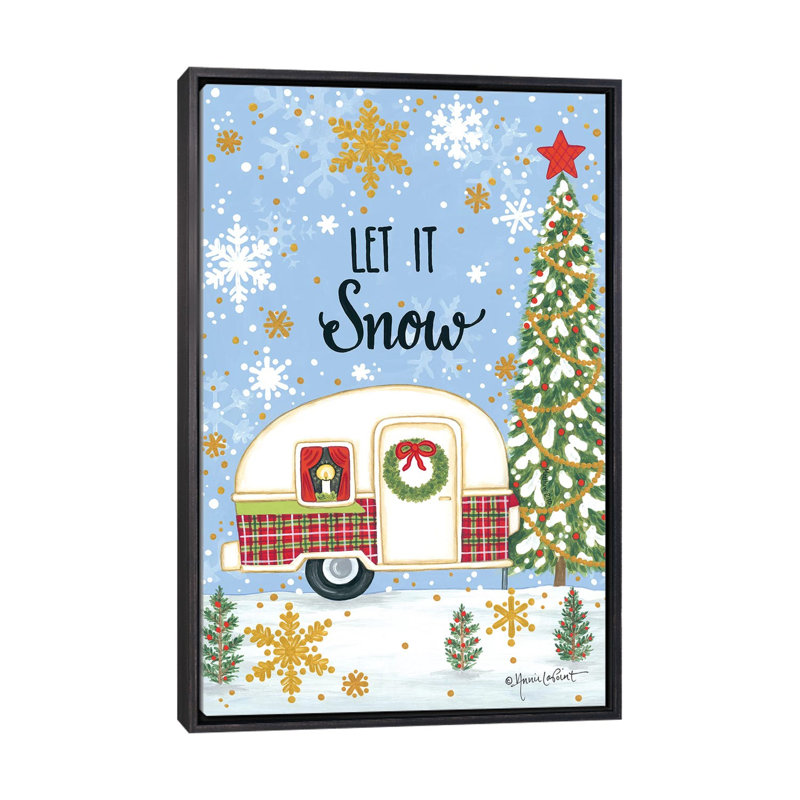 « Let It Snow camper » par Annie LaPoint-impression d’art graphique, Pas de tapis, H 26 po x l 18 po x 1,5 po